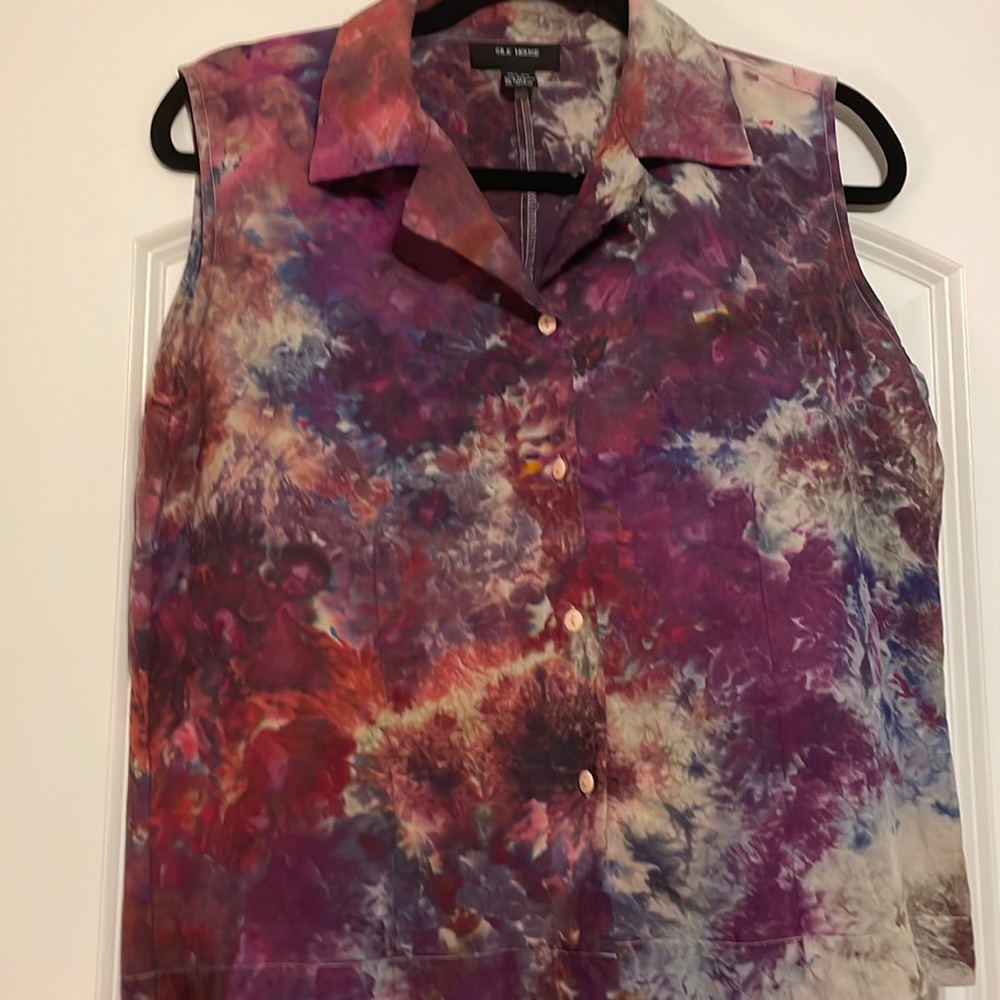 Hand dyed silk blouse